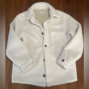 ZARA MENS BEIGE SHERPA SHIRT JACKET SZ SMALL/MEDIUM